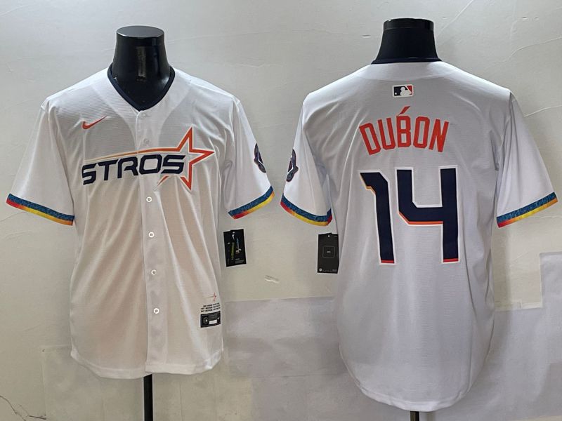 Men Houston Astros #14 Dubon White Fourth generation Joint Name Nike 2025 MLB Jersey style 1